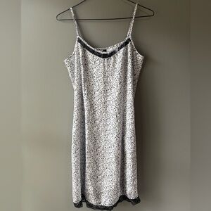 Divided, size 8 Elegant silky  Black and White Lace Trim Nightgown slip